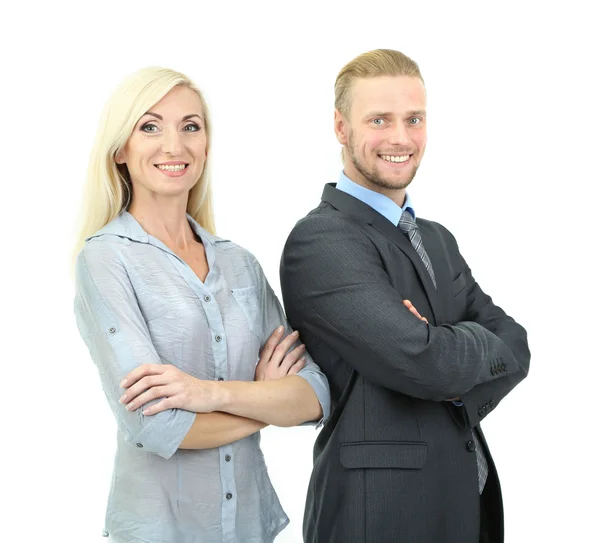 Business woman and man isolated on white — Stock Photo, Image