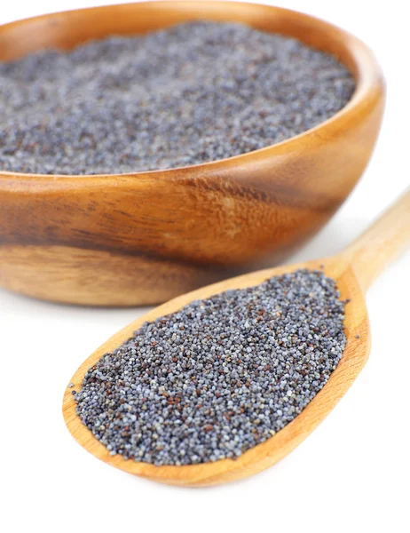 Poppy seeds in bowl close-up — Stock Photo, Image