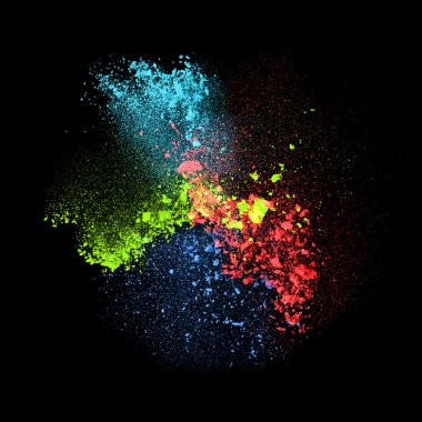 siyah arka plan üzerinde renkli tozlar