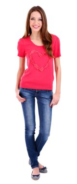 çekici bir kadın üzerinde beyaz izole