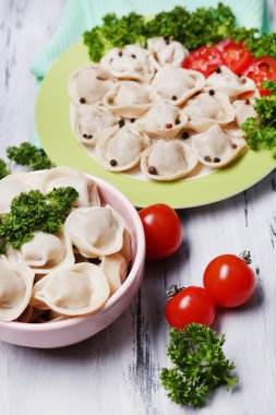 Rus haşlanmış mantı et köfte - yakın çekim