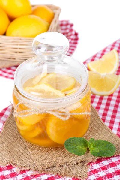 Tasty lemon jam on table close-up — Stock Photo, Image