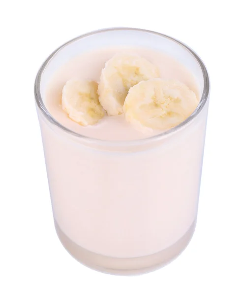 Смачний йогурт в склянці ізольований на білому — стокове фото