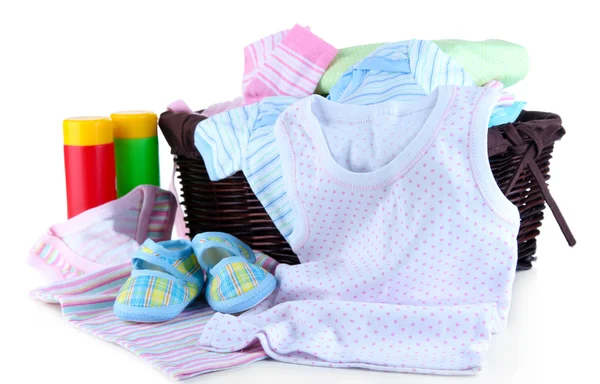 Mucchio di vestiti per bambini isolato su bianco — Foto Stock