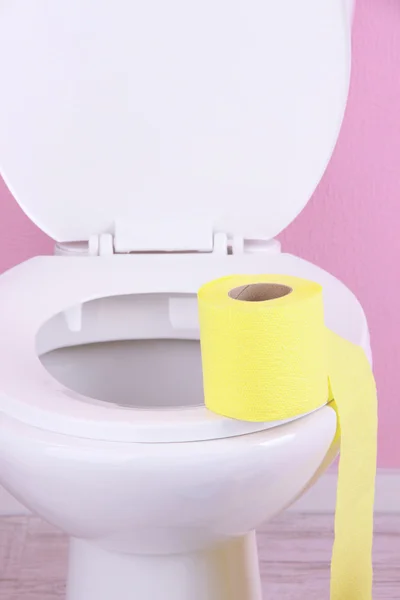 Toilet paper on a toilet, close-up — Stock Photo, Image