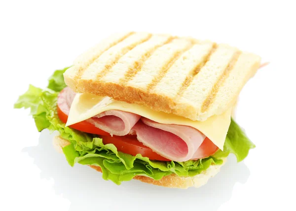 Смачний бутерброд з шинкою, ізольований на білому — стокове фото