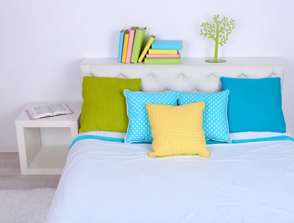 Bed in room top view close-up — Stock Photo, Image