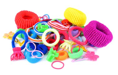 lastiği izole üzerinde beyaz ve renkli barrette