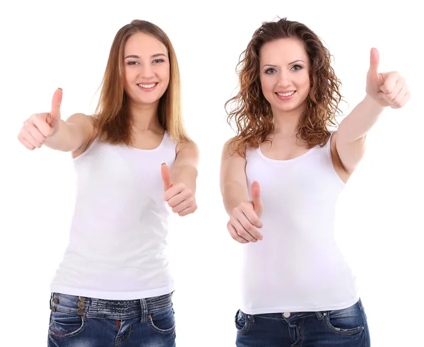 Mooie jonge vrouwen geïsoleerd op wit — Stockfoto