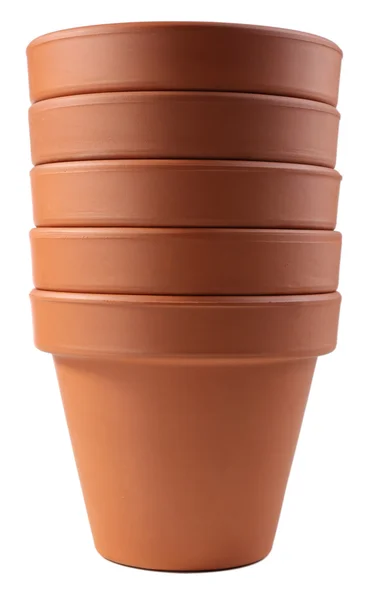 Clay flower pots, isolated on white — Stock Photo, Image