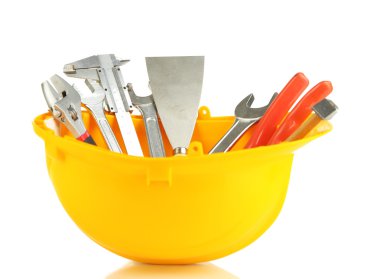 İnşaat malzemeleri üzerine beyaz izole