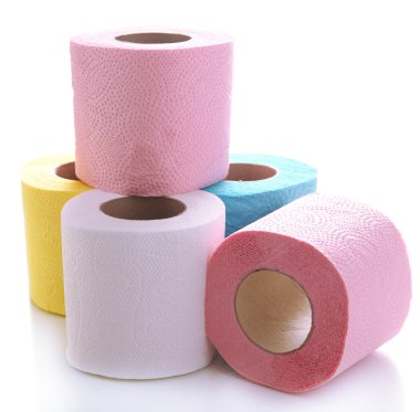 beyaz izole renkli tuvalet kağıdı ruloları