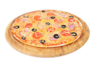 beyaz izole lezzetli pizza