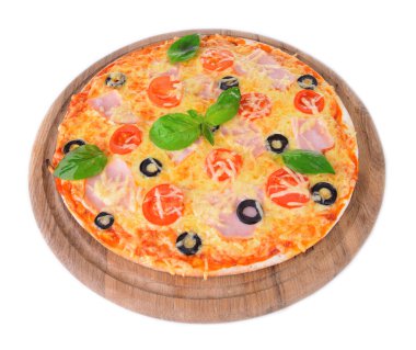 beyaz izole lezzetli pizza