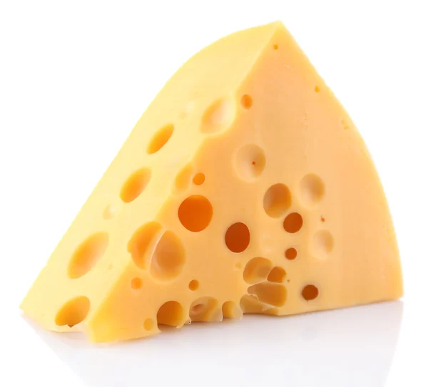Pedaço de queijo, isolado sobre branco — Fotografia de Stock