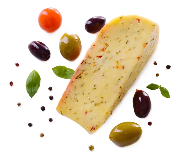 Tasty Italian cheese, isolated on white — Stock Photo, Image