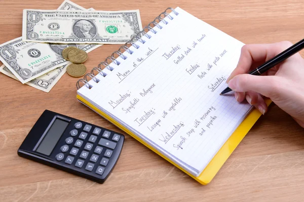 Writing menu close-up — Stock Photo, Image