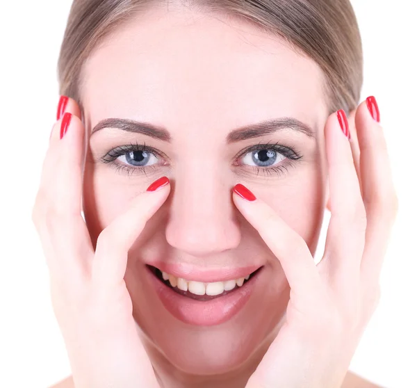 Retrato de chica bonita aislada en blanco — Foto de Stock