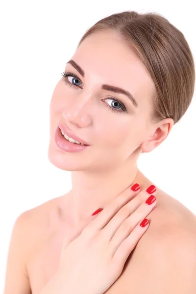 Retrato de chica bonita aislada en blanco — Foto de Stock