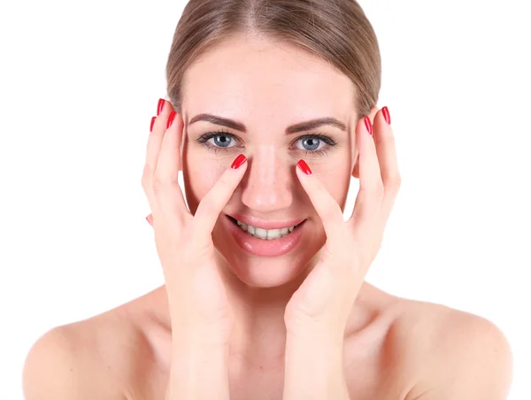 Retrato de chica bonita aislada en blanco — Foto de Stock