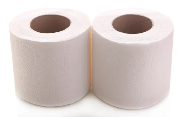 Color toilet paper rolls isolated on white — Stock Photo, Image