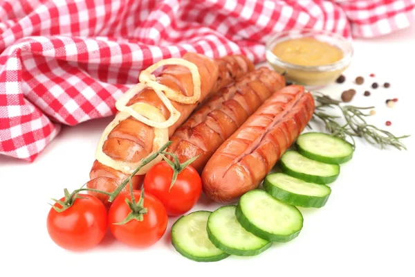 Grillwürste mit Gemüse aus nächster Nähe — Stockfoto