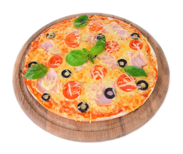 Pizza saborosa isolada em branco — Fotografia de Stock