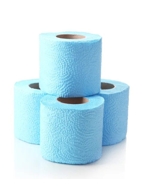 Color toilet paper rolls isolated on white Stock Photo