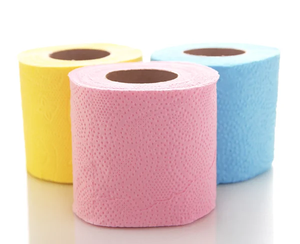 Colorful toilet paper rolls isolated on white Royalty Free Stock Photos