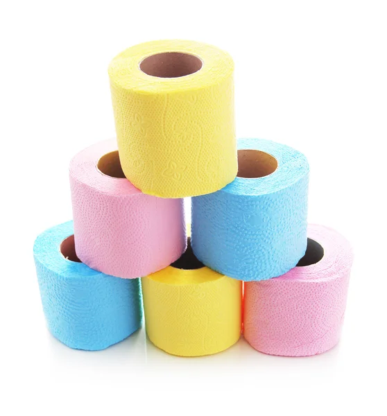 Colorful toilet paper rolls isolated on white Stock Picture