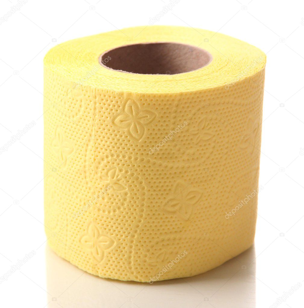 Color toilet paper roll isolated on white