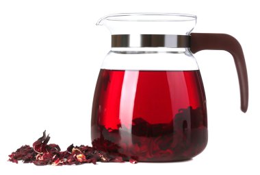 kavanozun üzerine beyaz izole bitkisel çay