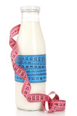ölçme üzerinde beyaz izole bant ile süt şişesi