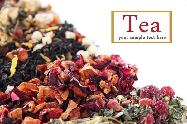 Different kinds of dry tea close up — Stock Photo, Image