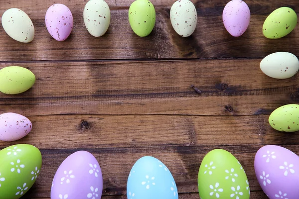 Easter eggs on wooden background — Stock Photo, Image