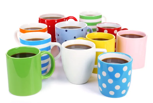 Muchas tazas de café aislado en blanco — Foto de Stock