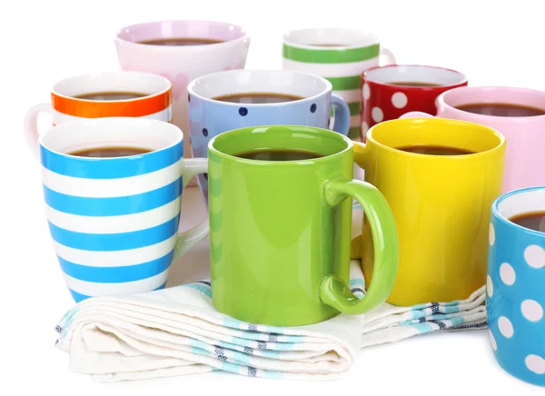 Muchas tazas de café aislado en blanco — Foto de Stock