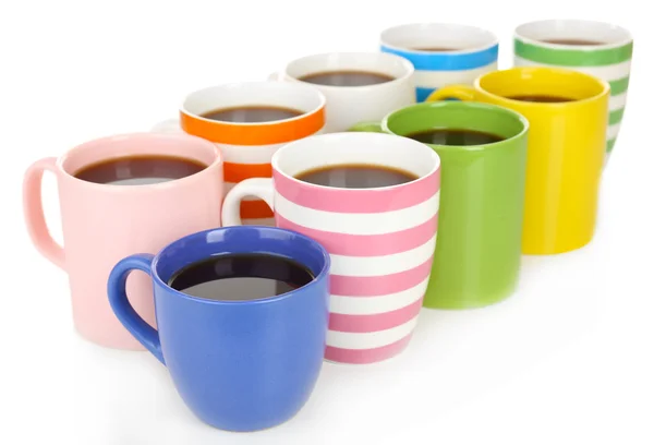 Számos csésze kávét elszigetelt fehér — Stock Fotó
