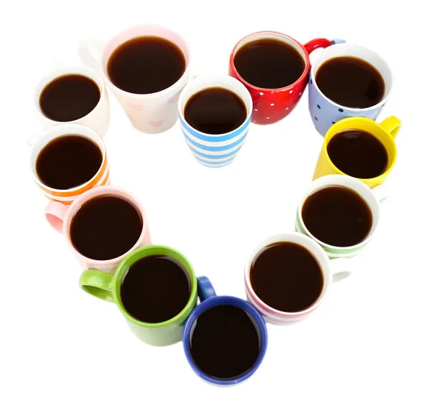 Muchas tazas de café aislado en blanco —  Fotos de Stock