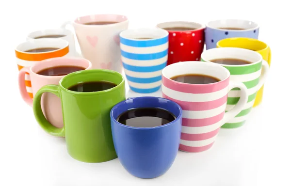 Muitas xícaras de café isolado em branco — Fotografia de Stock