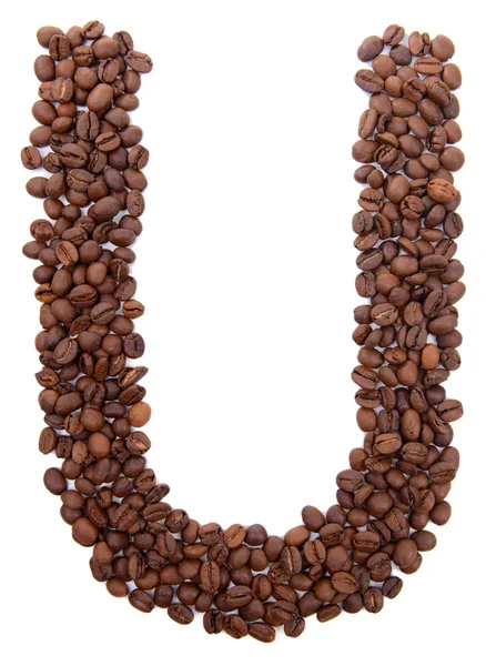 Alfabetet från kaffebönor isolerad på vit — Stockfoto