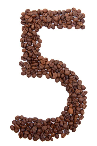 Number from coffee beans isolated on white — Stock Photo, Image