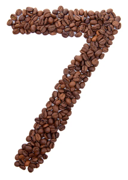 白で隔離されるコーヒー豆から数 — ストック写真