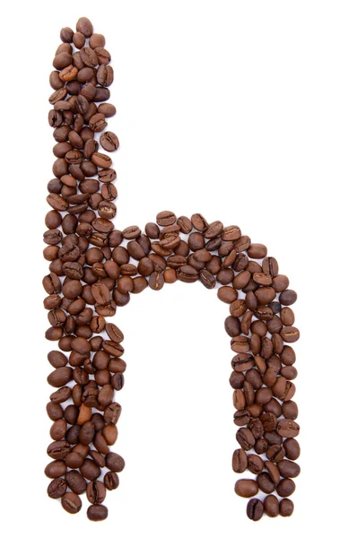 Alphabet aus Kaffeebohnen isoliert auf Weiß — Stockfoto