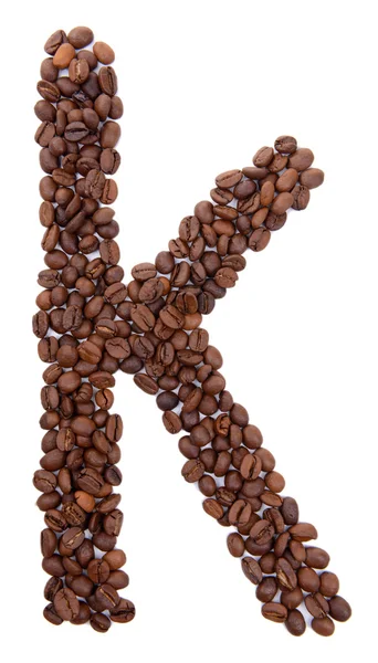 Alfabet z ziaren kawy na białym tle — Zdjęcie stockowe