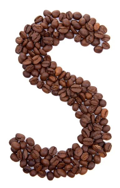 Alphabet à partir de grains de café isolés sur blanc — Photo