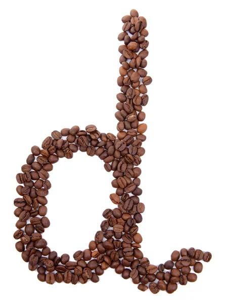 Alphabet from coffee beans isolated on white — Stock Photo, Image