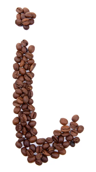 Алфавит из кофейных зерен изолирован на белом — стоковое фото