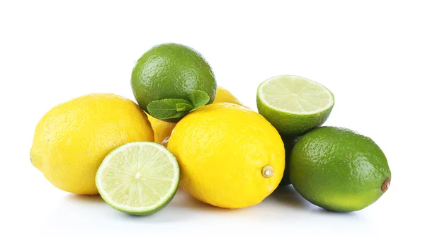 Lemons and limes, isolated on white — Stock Photo, Image