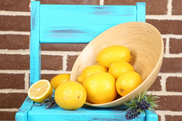 Still life with fresh lemons and lavender — Stock Photo, Image